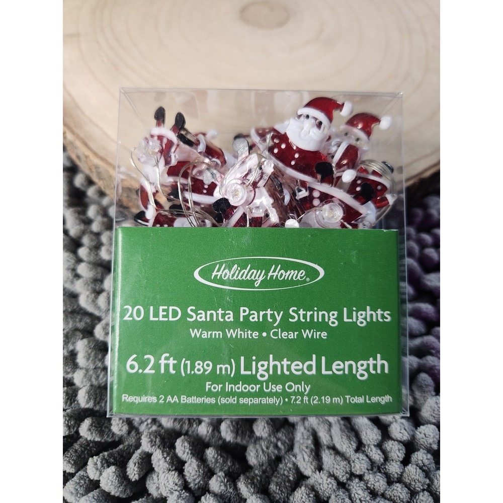 Holiday Home LED Miniature Santa Party Lights For Indoor Use Only 6.2ft~NEW~RARE